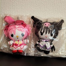 Puella Magi Madoka Magica x Sanrio My Melody Kuromi Stuffed Toy Keychain Set NEW