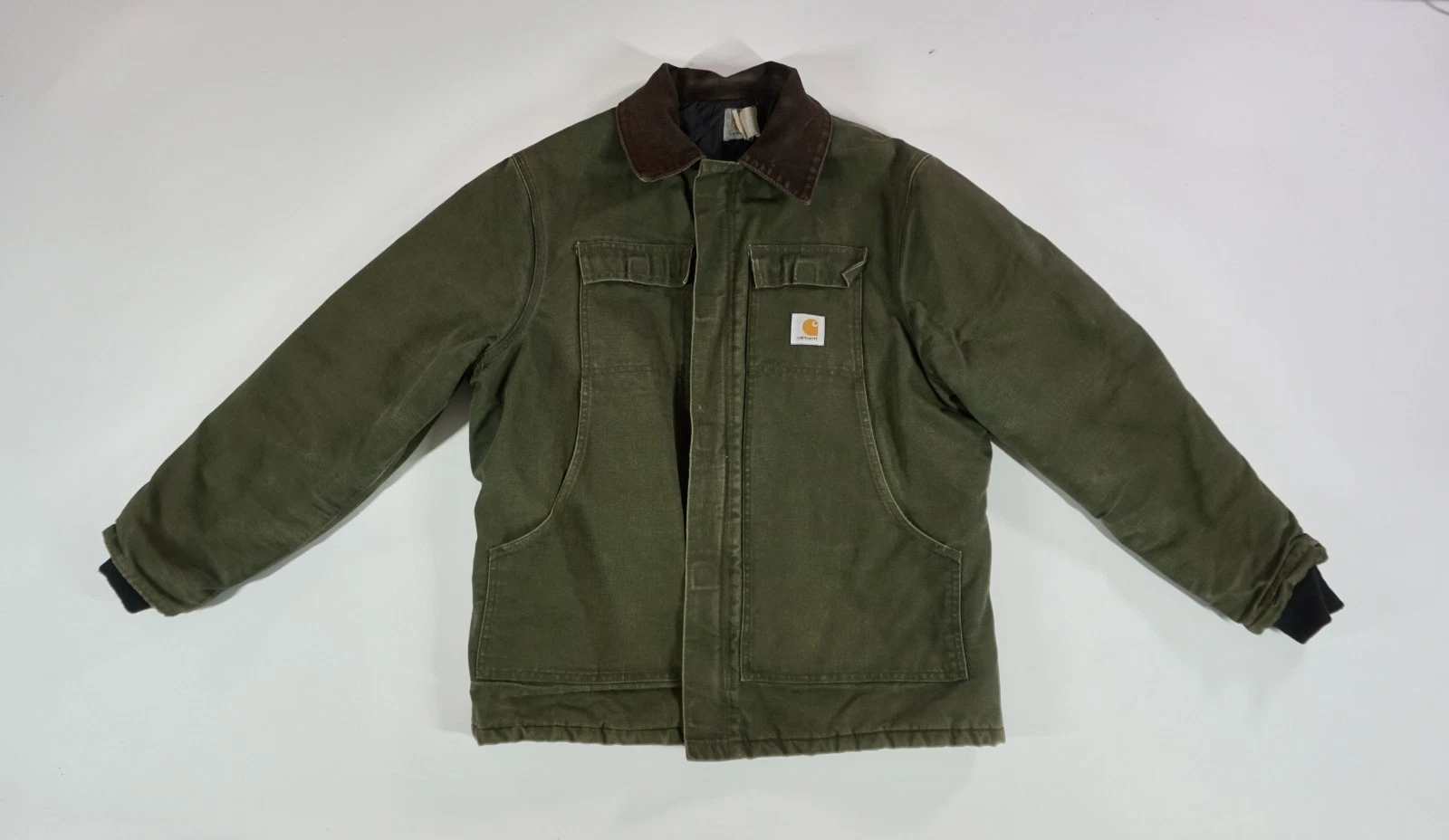 Vtg Carhartt Coat XL Green Lined Distressed Zipper Issues Cool Style