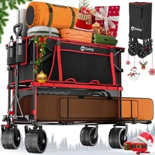 400L Large Capacity Folding Double Decker Wagon with Brakes, 48" Extra Long E...