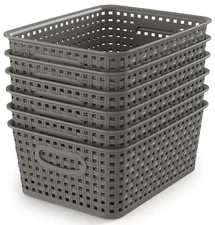 8PCS Durable Plastic Storage Basket ,Weave Storage Organizer Baskets