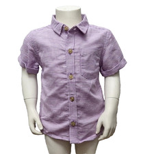 NEXT Baby Boys Short Sleeve Cotton Linen Purple White Shirt 12-18 Months