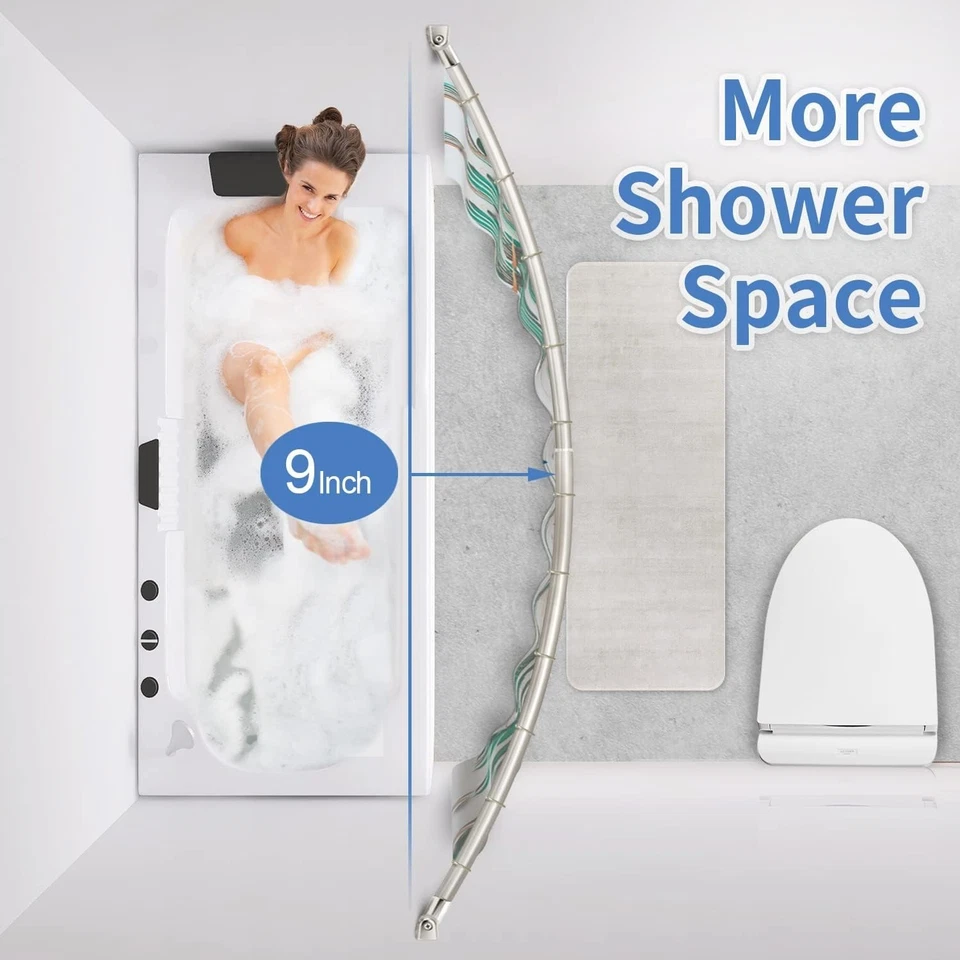 Barra de cortina de ducha curva, varillas de ducha redondas de 42-73 pulgadas para níquel cepillado Foto 4 de 4