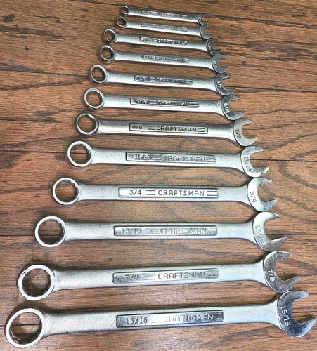 CRAFTSMAN 12PC. COMBINATION WRENCH SET 1/4" #44699 thru 15/16" #44704 USA