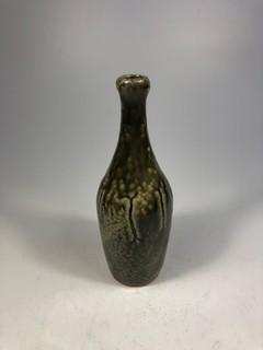 Alain Gaudebert vase bouteille grès signé Puisaye 19 cm 1978