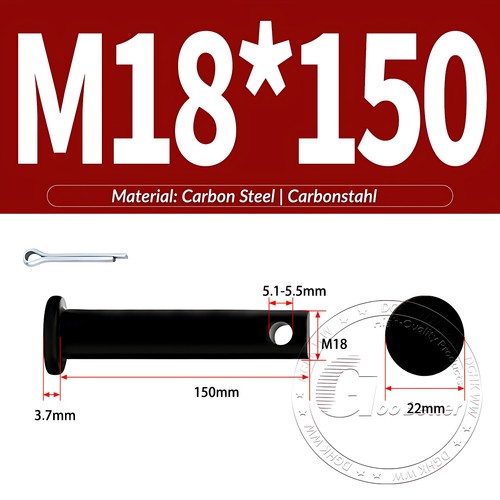 Pasador de horquilla negro pasador de bisagra pasador de retención pasador de aparejo métrico de acero al carbono M4-M30 - Imagen 156 de 201