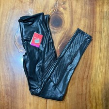 NEW SPANX Women's Moto Leggings Faux Leather Shiny Black Women's Medium T3-11