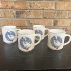 Vintage Bow Goose Milk Glass Coffee Mugs Set Of 4 French Country Cottagecore