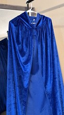 Party Adult Costume Large velvet cape hooded blue