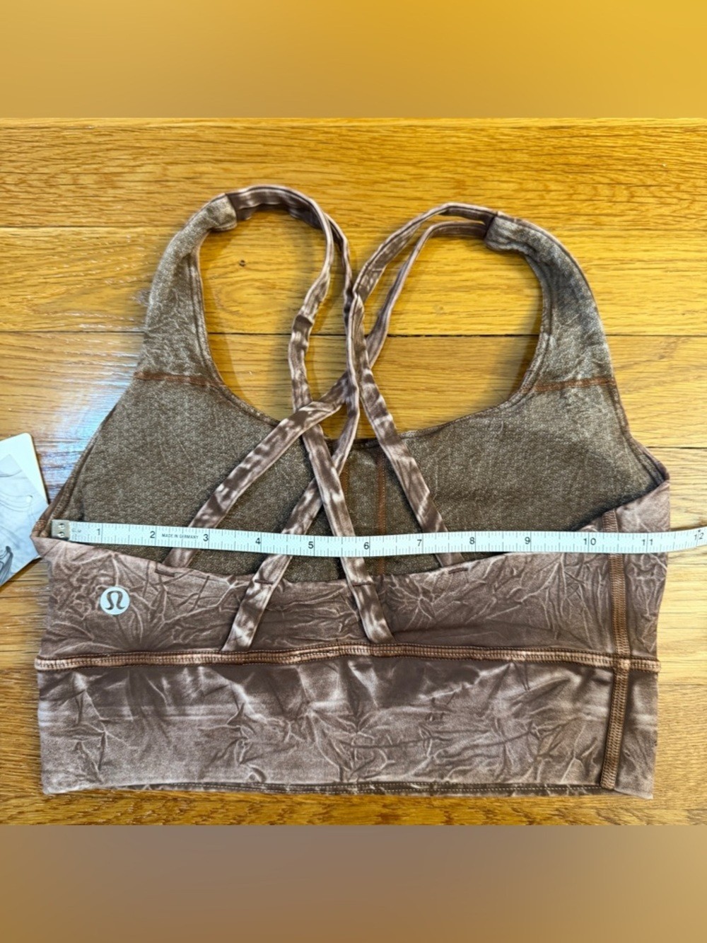 Lululemon Energy Bra Long Line Ice Dye Ice Wash Brown Earth - Size 4 NWT (New) image 5