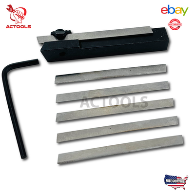 #ad Mini Parting Tool Cut Off Holder 8mm With 6 Pcs HSS Blades For Mini Lathe USA $13.89