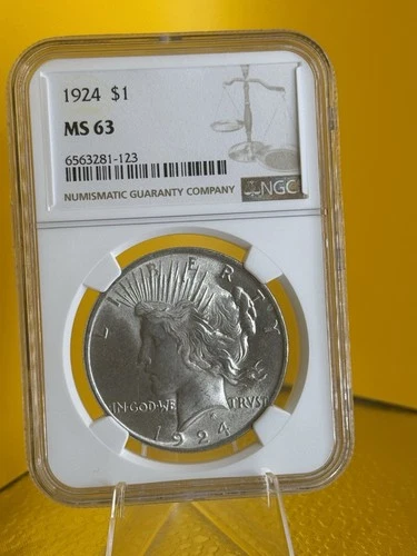 1924 NGC MS63 Peace Dollar $1 Silver Coin Philadelphia KM#150 Uncirculated