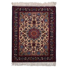 2'4''x3'4'' Hand Knotted Wool & Silk Beige Isfahaan Traditional 400 KPSI Rug