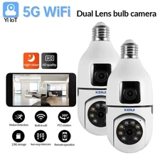 2PCS 6MP Dual Lens E27 Bulb Camera 5G WiFi IP Camera Night Vision Human Tracking