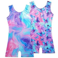 2 Pack Leotards for Girls Gymnastics Toddler Dance Outfit with Shorts Sleevel...