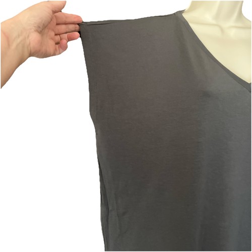 Eileen Fisher Grey V Neck Long Boxy Oversized Square Top Tencel Blend Medium - Picture 6 of 13