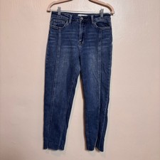 Vervet Women's Jeans Front Slit Ankle Jean Center Seam Blue 2% Spandex Size 28