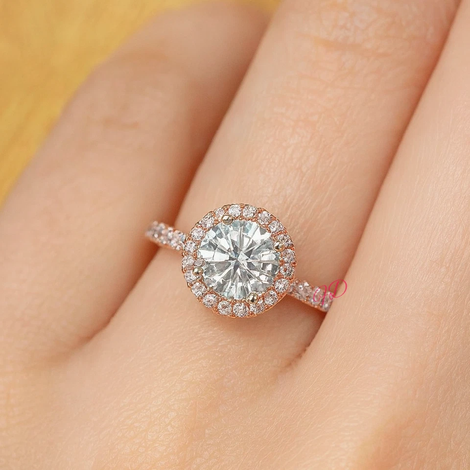 Diamond Ring For Engagement Lab Grown Round 2 Carat IGI Certified 18k Multi Gold - Image 4 of 4