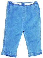 Trousers Pull On Light Blue Denim Look Toddler Elastic Waist Age 0m to 24m TU