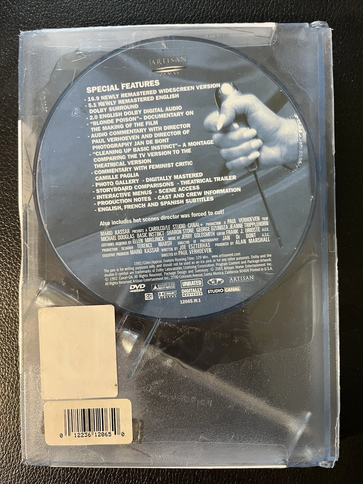 Basic Instinct Special Unrated Edition w/Ice Pick Pen 1992 Film DVD Sealed New - Image 2 of 2