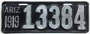 Arizona 1919 License Plate 13384