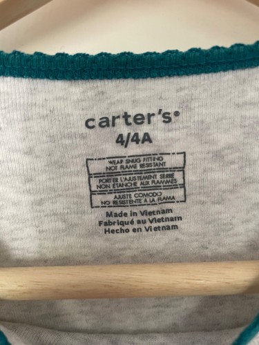 Carter's Girls Sloth Pajama Top, Snug fit, Gray, Size 4 / 4A - Picture 3 of 5