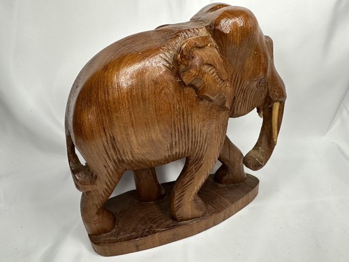 Vintage Hand Crafted Elephant Figure Solid Teak Wood Folk Art Statue MCM VTG - Bild 6 von 10