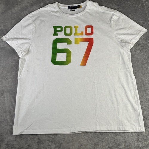 Polo Ralph Lauren T-Shirt Mens XL White Classic Fit 67 Polo Logo Short Sleeve