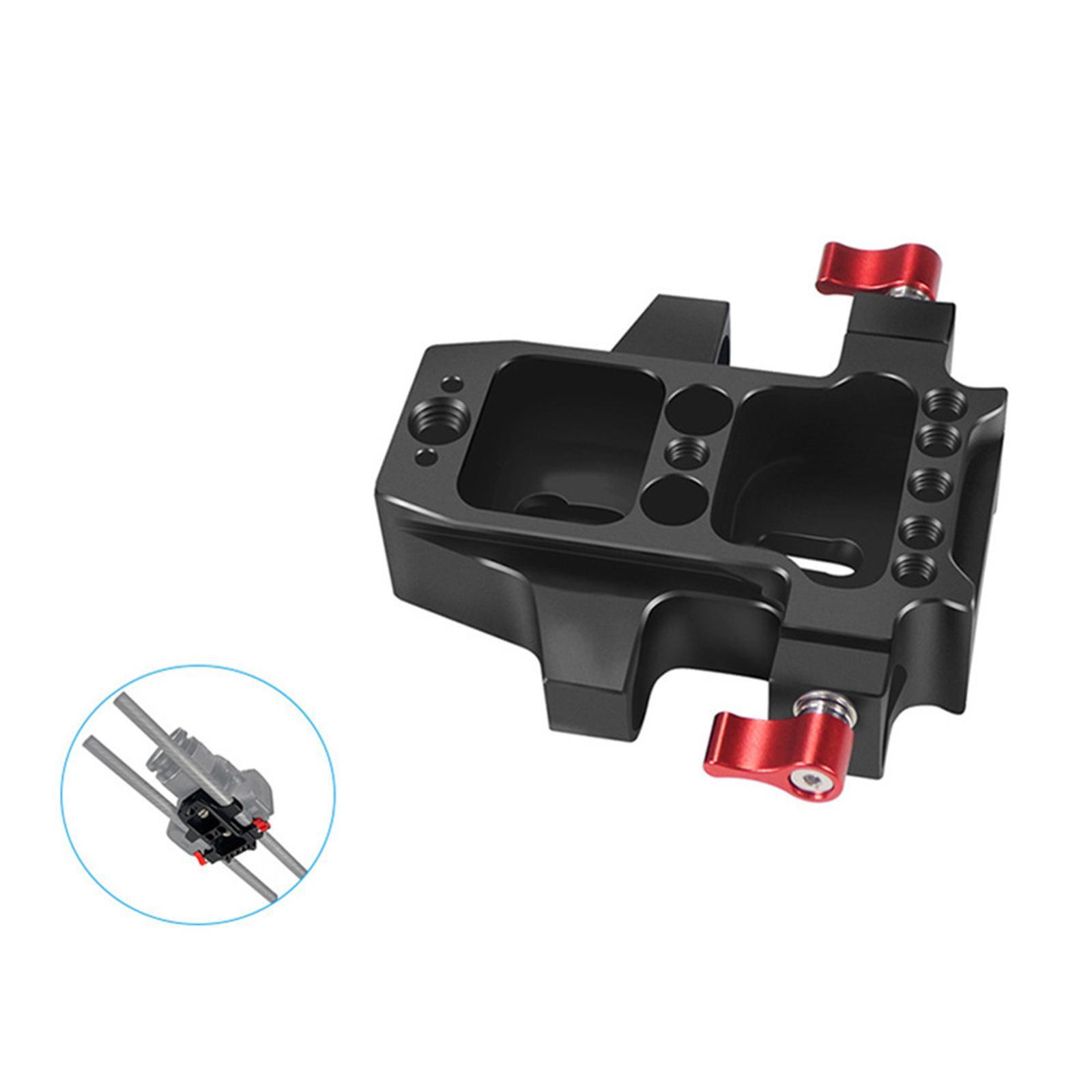 Alloy 1/4&3/8 Camera Cage Mount Tripod Baseplate With Dual 15mm Rod Rail Clamp