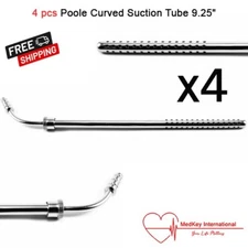Medical Poole Suction Tube 9.25" Curved 10mm Surgical Instruments set of 4