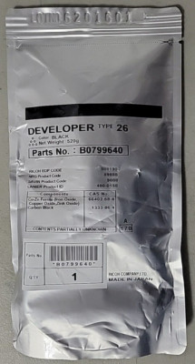 New Genuine Ricoh Type 26 Black Developer B0799640 - FREE SHIPPING