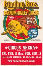 Ringling Bros Barnum Bailey Circus 6x9 Flyer VINTAGE Venice, Florida