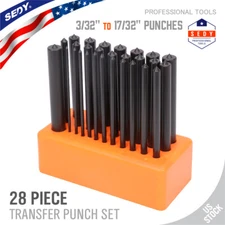 28Pcs Center Transfer Punch Set 3/32" - 1/2" Heat Treated Alloy Steel Forging