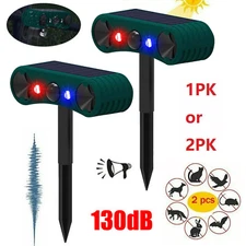 Solar Outdoor Motion Sensor Alarm 2*130db Ultrasonic Siren with 4 Modes Flashing