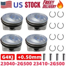 Oversize +0.50MM Pistons & Rings For Hyundai Sonata Kia Sorento Optima 2.4L G4KJ