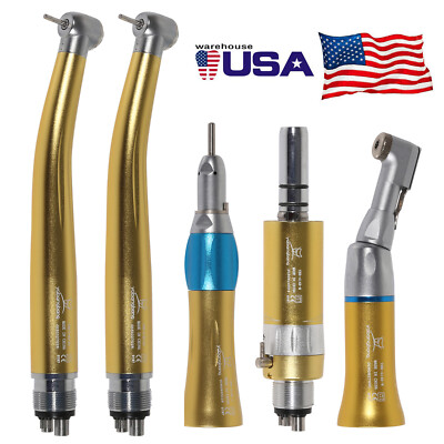 Dental Pana Max High&Low Speed Handpiece Kit Air Turbine 4Hole Golden Dentist