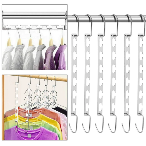6Pcs Metal Wonder Closet Hanger Organizer Hook Space Saving Clothes Rack USStock - Picture 1 of 10