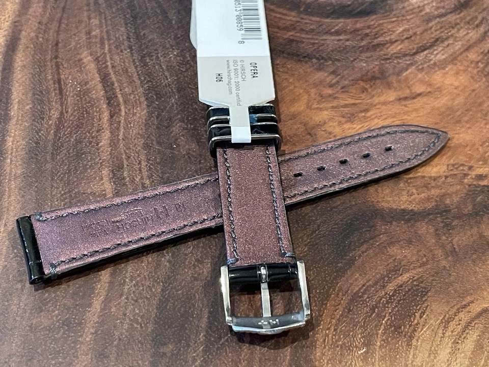Correa de reloj de cuero de cocodrilo genuino HIRSCH Venice 18 mm hebilla de acero inoxidable Foto 2 de 4