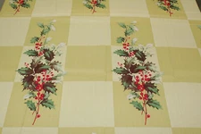 Sprigs of Holly Christmas Fabric Tablecloth Water Resistant Holiday Rectangle