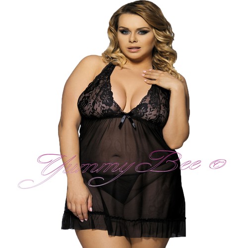 Sexy Lingerie Set Women Lace Babydoll Dress Plus Size 8-28 Chemise Sheer Naughty - Picture 6 of 15