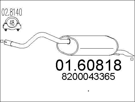 Silencieux arrière Renault Thalia pot echappement essence 1.4 1.6 16V