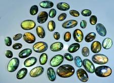 NATURAL GOLDEN LABRADORITE OVAL SHAPE CABOCHON LOOSE GEMSTONE WHOLESALE LOT RL9