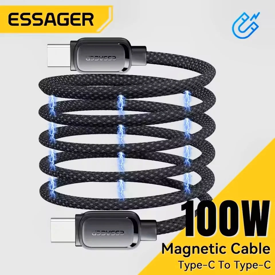 Câble Magnétique USB C à type C en Charge Rapide 100W / cordon 1M IPhone Samsung - Photo 2/4