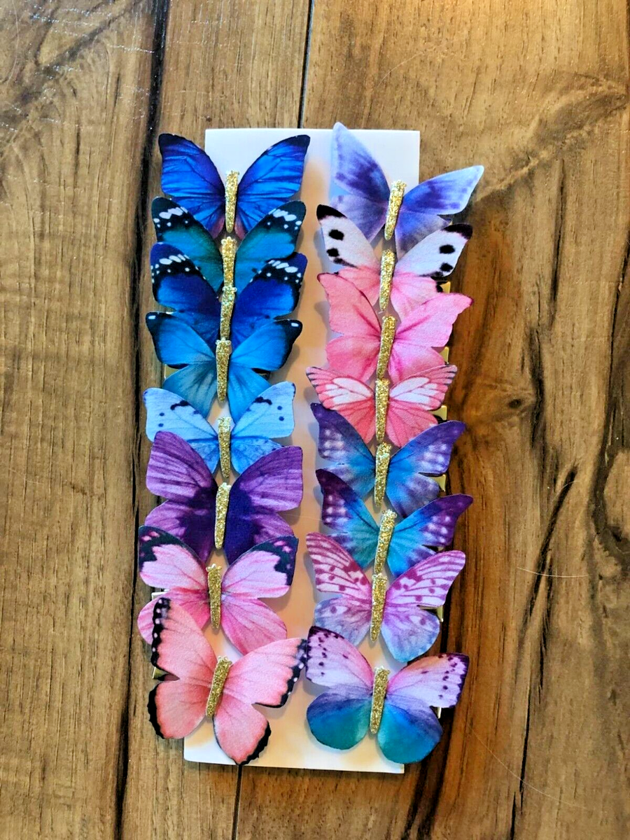 DEEKA Butterfly Hair Clips Small Realistic Colorful Handmade 90s