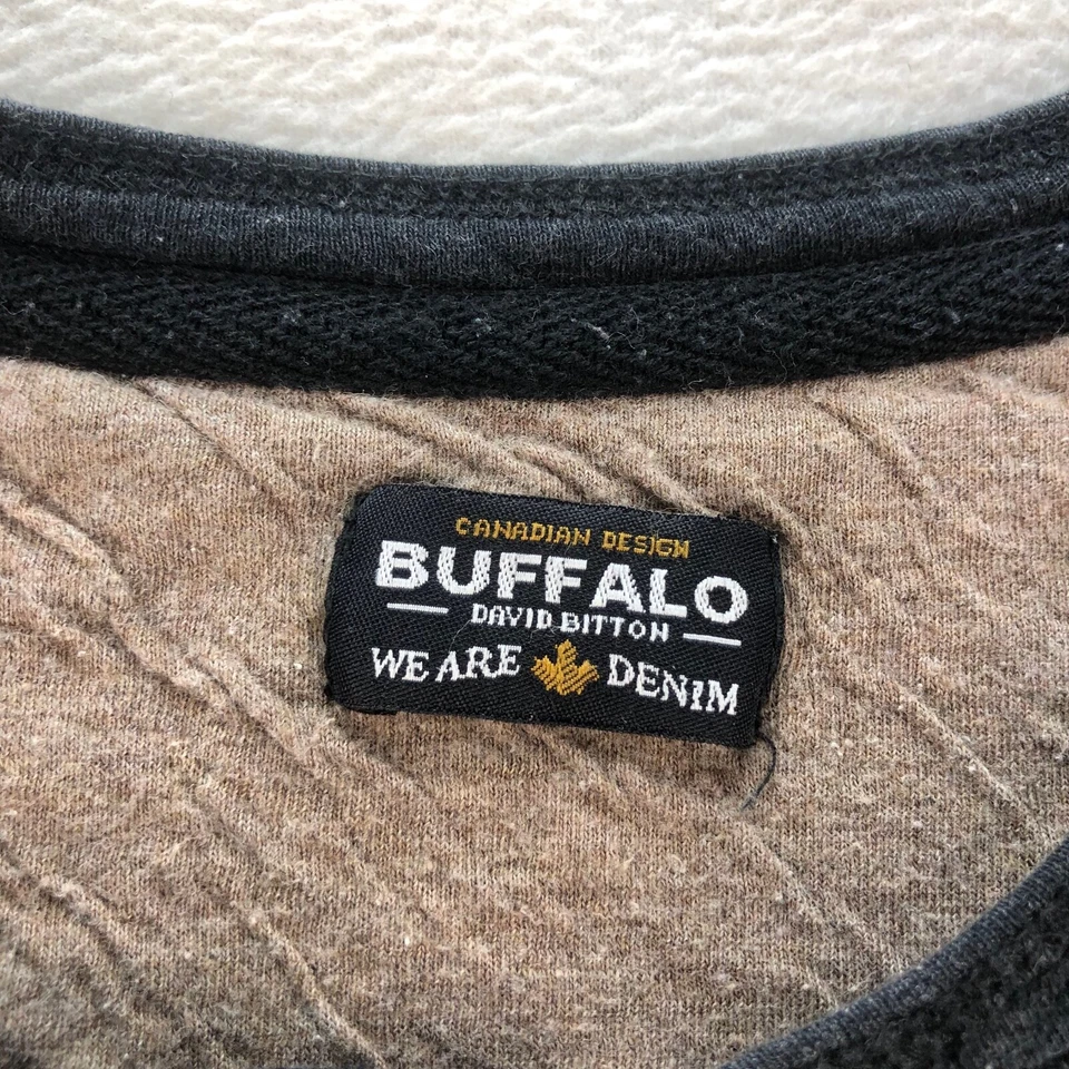 Buffalo David Bitton Henley Shirt Mens Large Gray Long Sleeve Casual * - Image 3 of 4