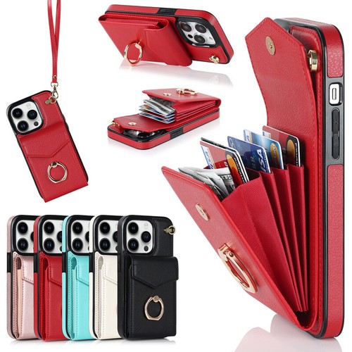 For iPhone 16 Pro Max 15 14 13 12 11 XR XS Phone Cover Leather Wallet Protective