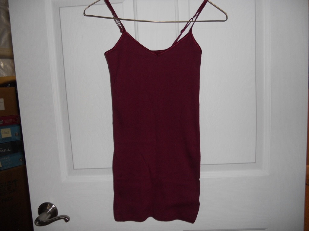 So Perfect Tunic Cami Tank Top Fitted Burgundy Shelf Bra XS | eBay