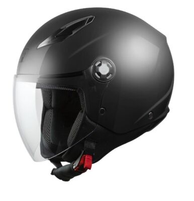 MPH Motorradhelm Demi Jet Zugelassen. 2206 Scooter Star schwarz matt langes Visier