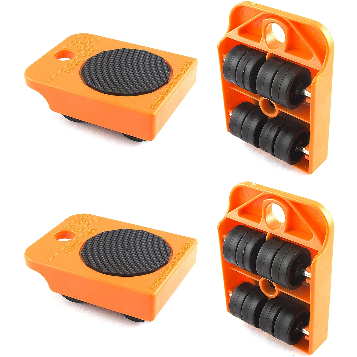 4 PC FURNITURE MOVER ROLLERS w/ WHEELS Appliance Casters Roll Slider