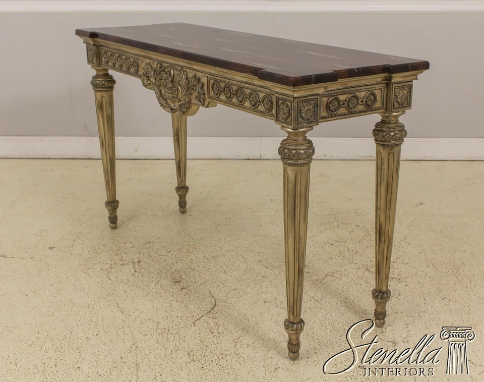 L58333EC: Mesa consola superior de mármol sintético dorado plateado estilo Regency Foto 2 de 4