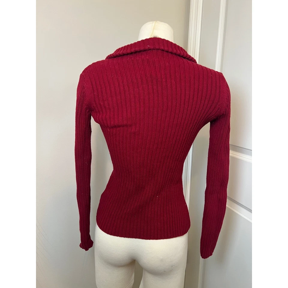 Suéter Van Heusen para mujer rojo tejido con cable cremallera completa cuello XSMALL algodón Foto 2 de 4